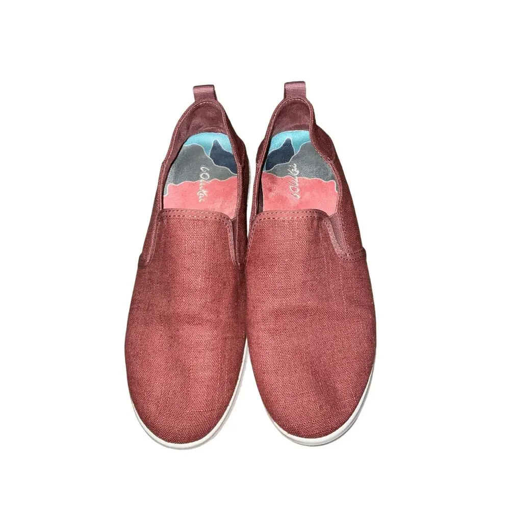 Olukai Hale'iwa Olona Pink Coral Slip On Cedar Sneaker Size 7